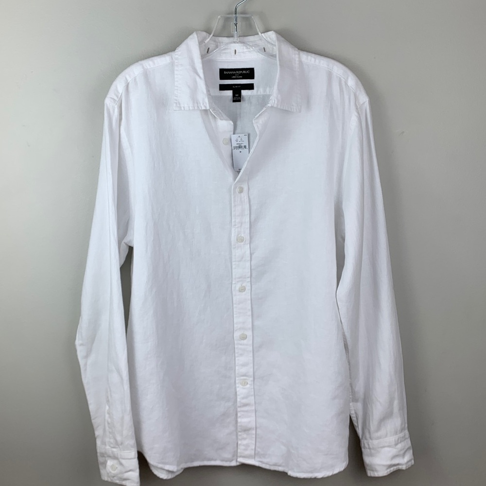 Banana Republic Factory Slim Fit Linen Blend Long Sleeve Shirt NEW!